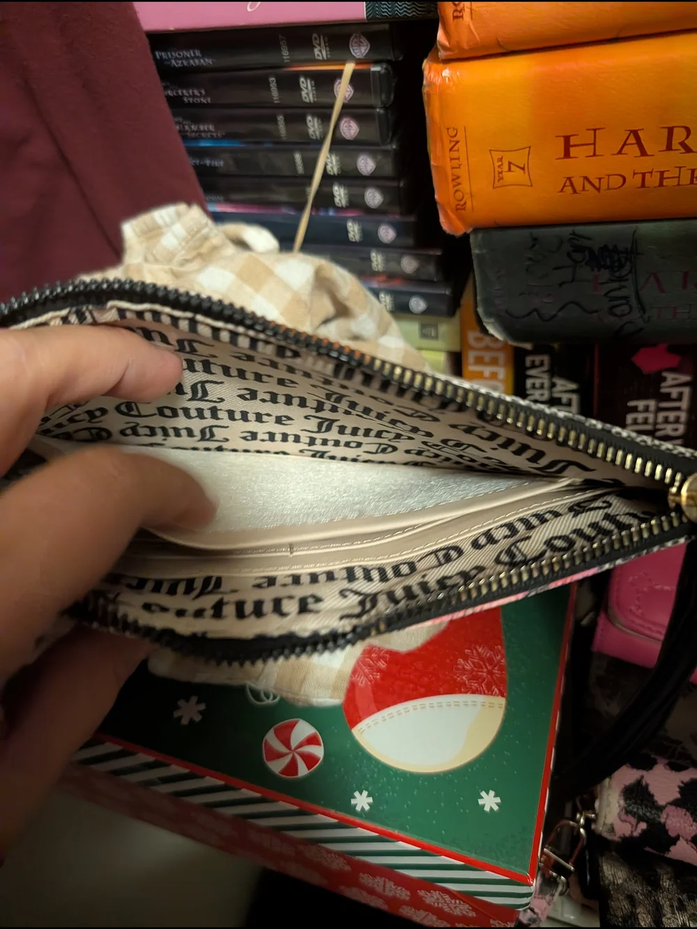 Juicy Couture Floral Print Black & Pink Crossbody Clutch